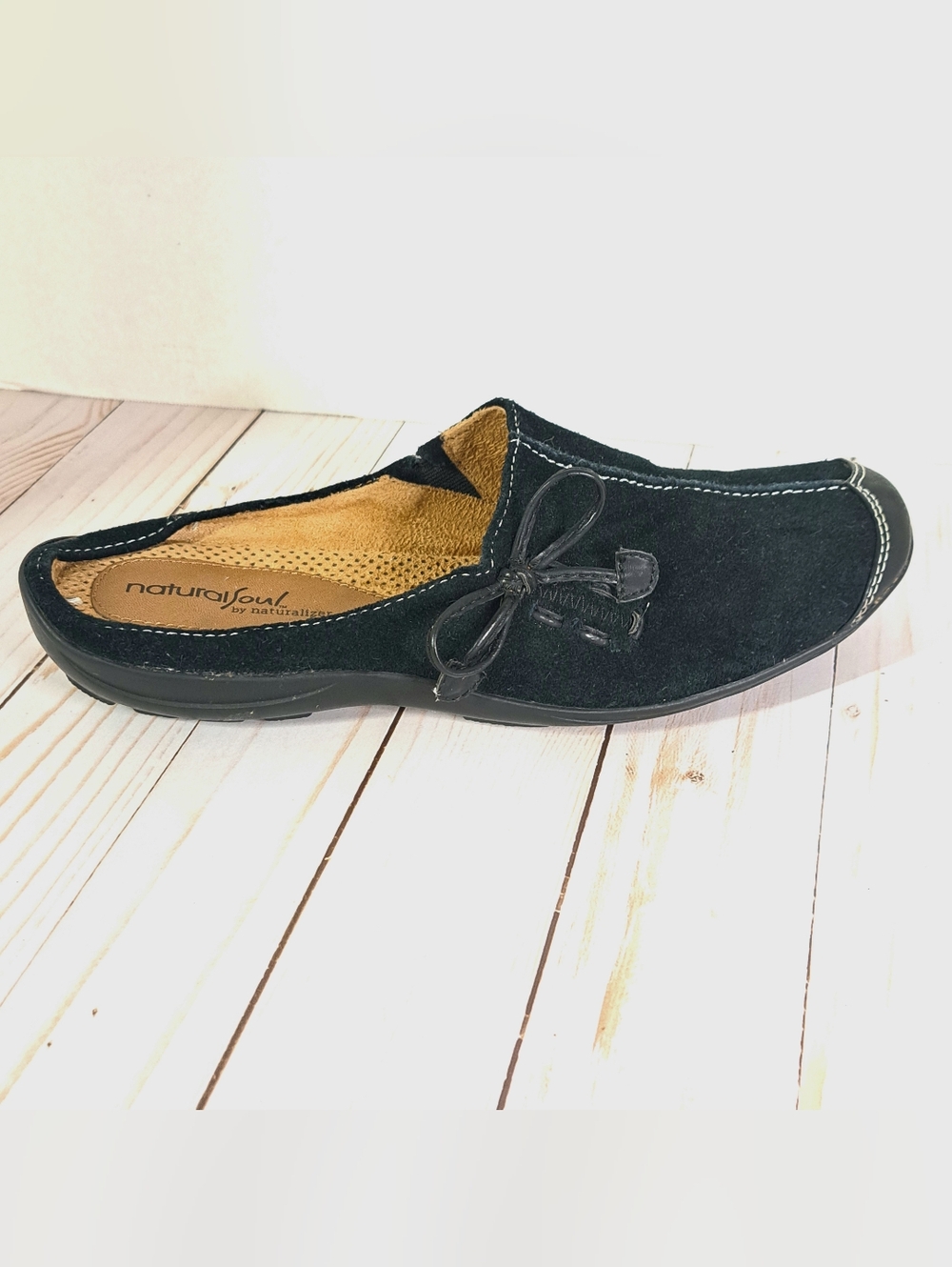Naturalizer Natural Soul Black Leather Mule Shoes